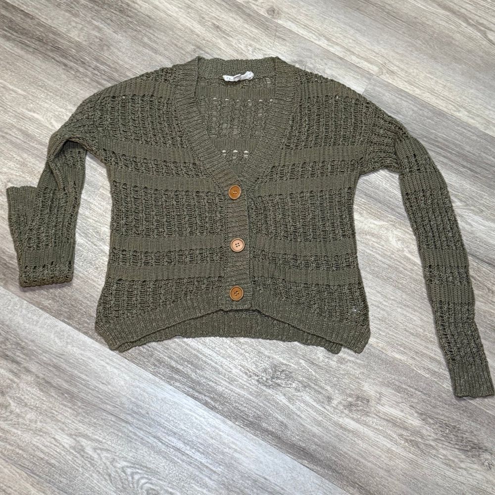 Cardigan Y2K knit style size small army green‎